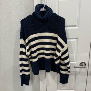 Madewell turtleneck oversized knit stripe sweater size small
